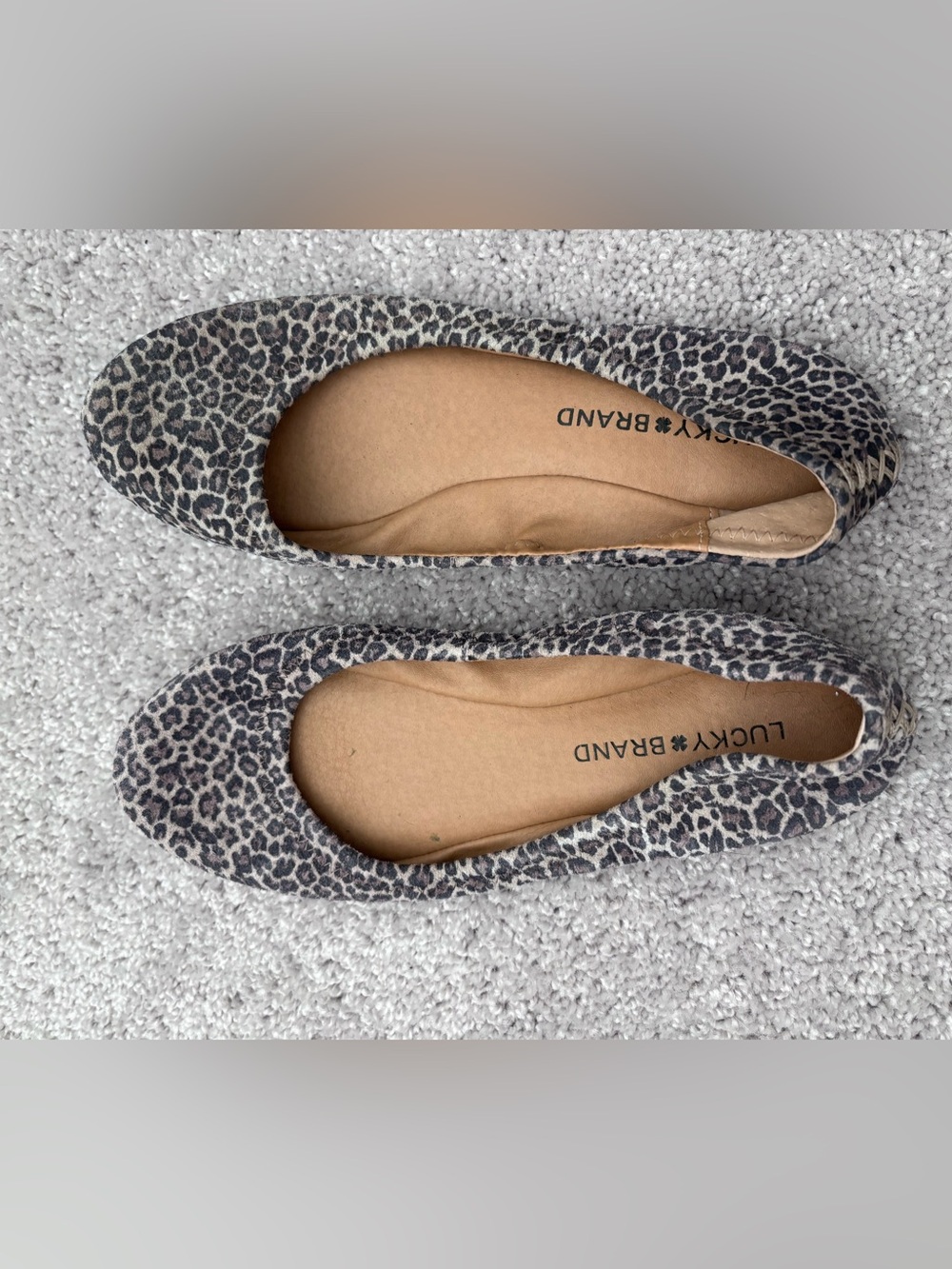 Lucky Brand Women's Leopard-Pattern Ballet Flats in Gray and Black